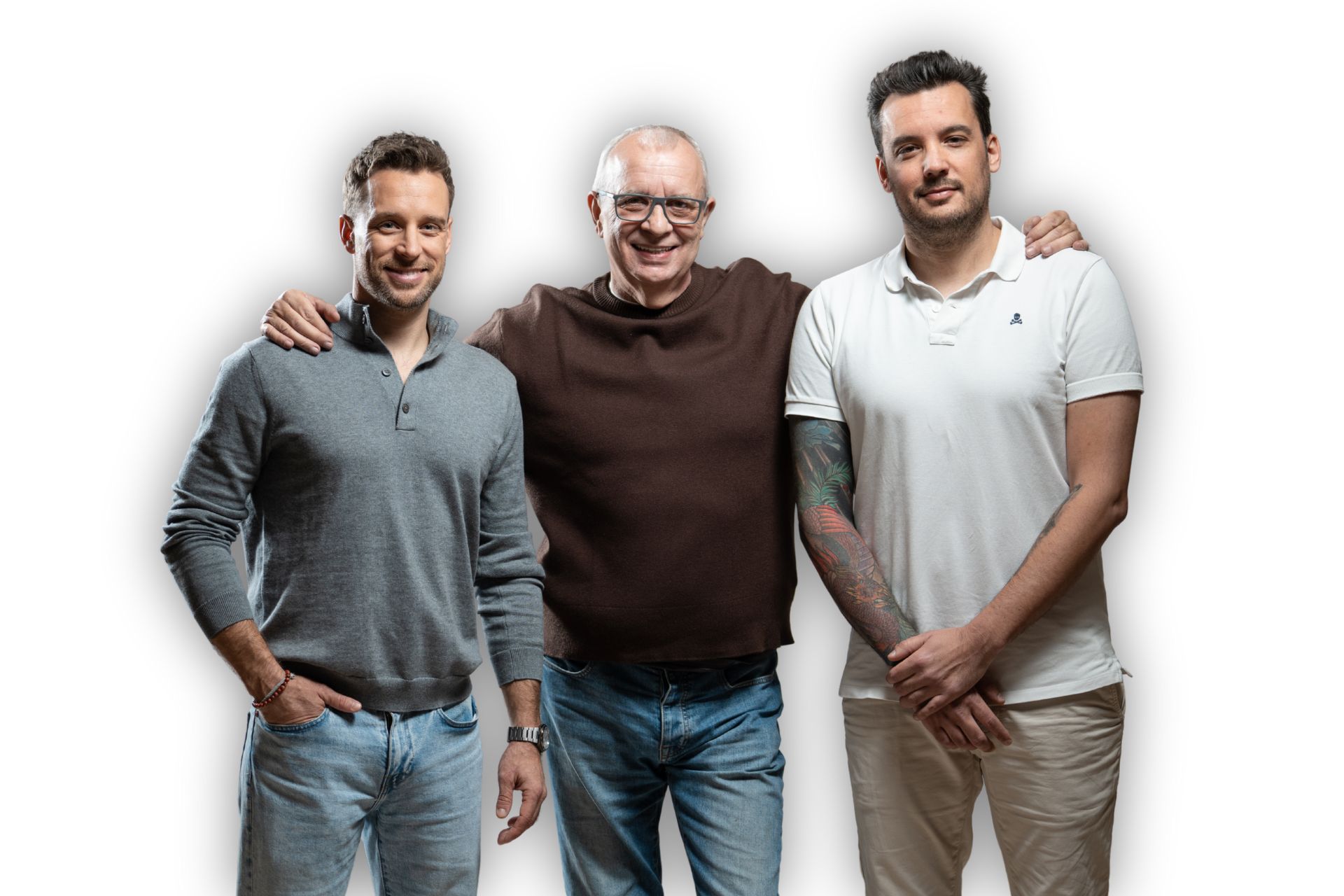 Philippe con sus hijos Romain y Nicolas